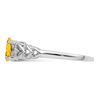 Sterling Silver Citrine & Diamond Heart Ring – view 4