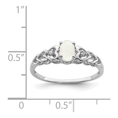 Sterling Silver Lab-Created Opal & Diamond Girls' Heart Ring – view 5