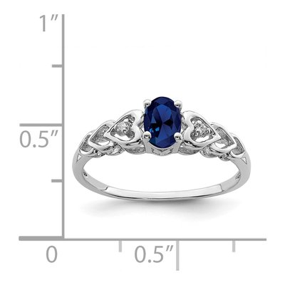 Sterling Silver Created Sapphire & Diamond Ring – view 3