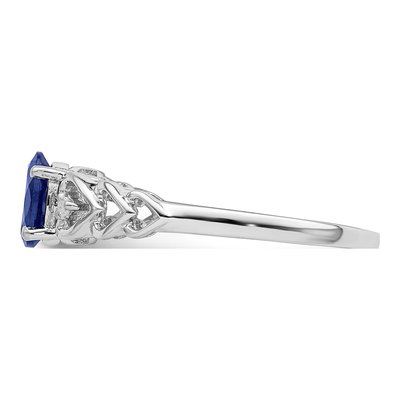 Sterling Silver Created Sapphire & Diamond Ring – view 4