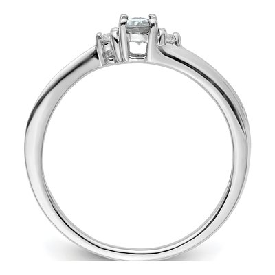 Sterling Silver CZ & Diamond April Birthstone Ring – view 3