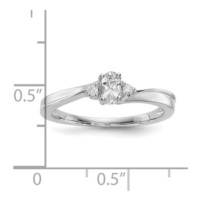 Sterling Silver CZ & Diamond April Birthstone Ring – view 4