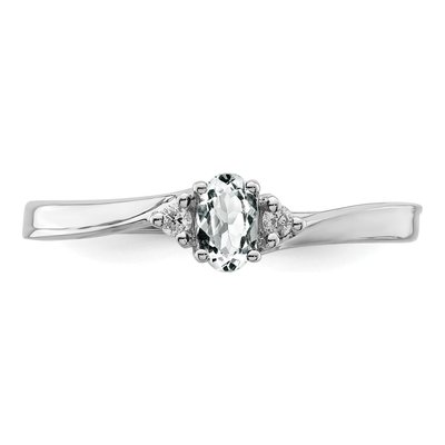Sterling Silver CZ & Diamond April Birthstone Ring – view 6