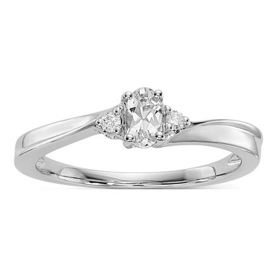 Sterling Silver CZ & Diamond April Birthstone Ring