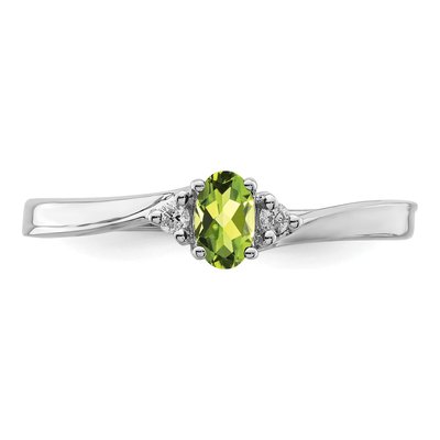 Sterling Silver Peridot & Diamond August Birthstone Ring – view 6