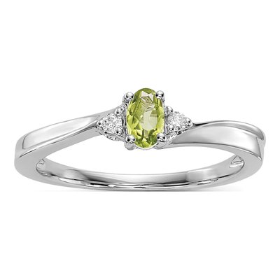 Sterling Silver Peridot & Diamond August Birthstone Ring