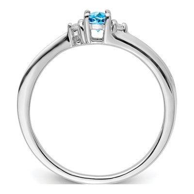 Sterling Silver Swiss Blue Topaz & Diamond Birthstone Ring – view 3
