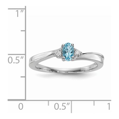Sterling Silver Swiss Blue Topaz & Diamond Birthstone Ring – view 4