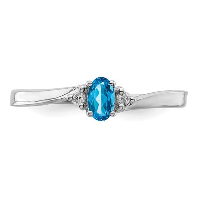 Sterling Silver Swiss Blue Topaz & Diamond Birthstone Ring – view 6