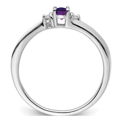 Sterling Silver Amethyst & Diamond Birthstone Ring – view 3