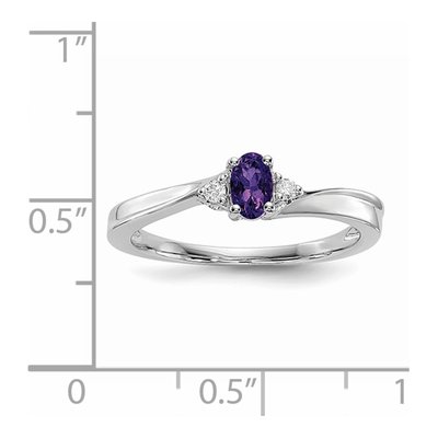 Sterling Silver Amethyst & Diamond Birthstone Ring – view 4