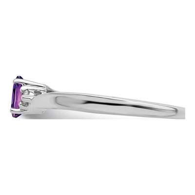 Sterling Silver Amethyst & Diamond Birthstone Ring – view 5