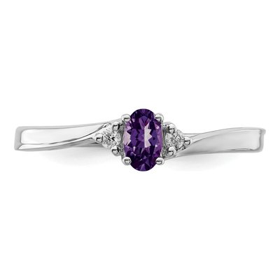 Sterling Silver Amethyst & Diamond Birthstone Ring – view 6