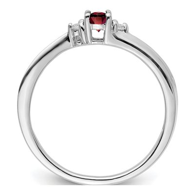 Sterling Silver Garnet & Diamond January Birthstone Ring – view 3