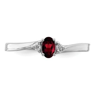Sterling Silver Garnet & Diamond January Birthstone Ring – view 6