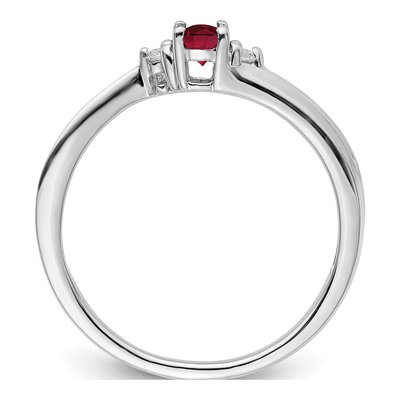 Sterling Silver Ruby & Diamond July Birthstone Ring – view 3