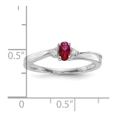Sterling Silver Ruby & Diamond July Birthstone Ring – view 4