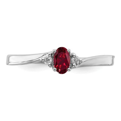 Sterling Silver Ruby & Diamond July Birthstone Ring – view 6