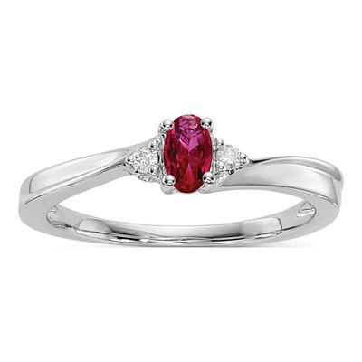 Sterling Silver Ruby & Diamond July Birthstone Ring