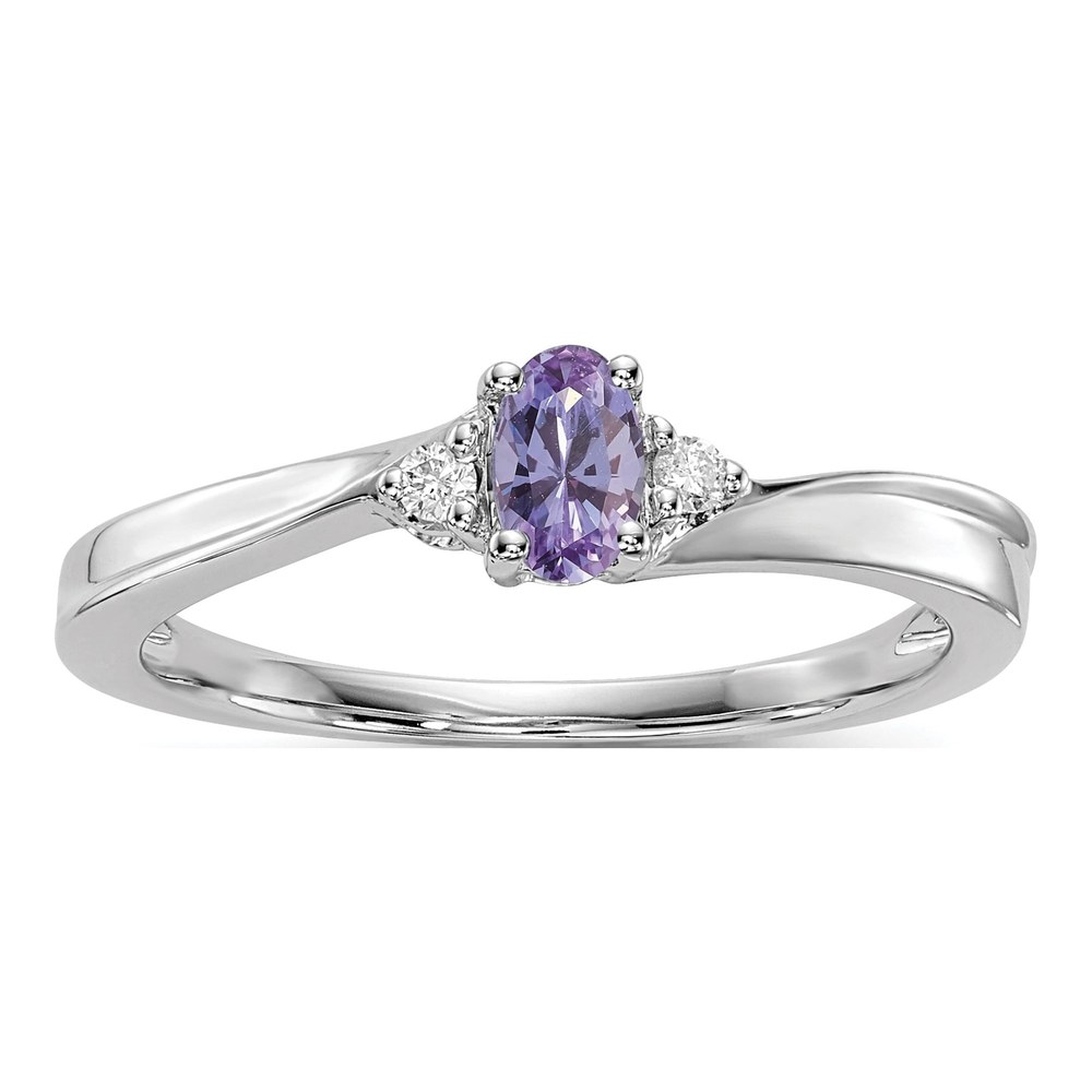 Sterling Silver Diamond Birthstone Ring