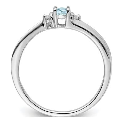 Sterling Silver Aquamarine & Diamond Birthstone Ring – view 3