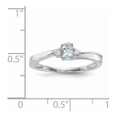 Sterling Silver Aquamarine & Diamond Birthstone Ring – view 4