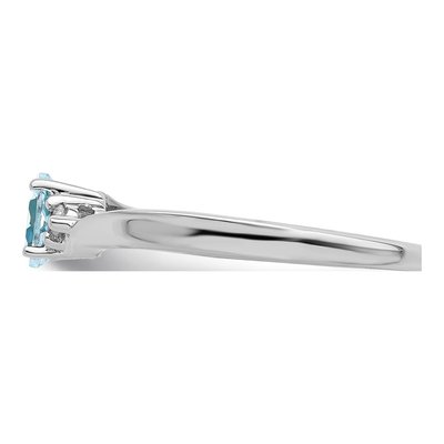 Sterling Silver Aquamarine & Diamond Birthstone Ring – view 5