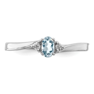 Sterling Silver Aquamarine & Diamond Birthstone Ring – view 6
