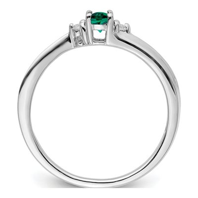 Sterling Silver Emerald & Diamond May Birthstone Ring – view 3