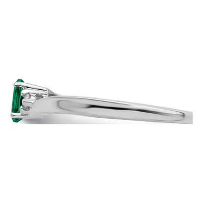 Sterling Silver Emerald & Diamond May Birthstone Ring – view 5