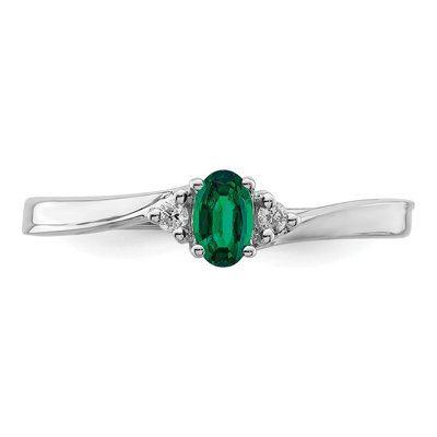 Sterling Silver Emerald & Diamond May Birthstone Ring – view 6