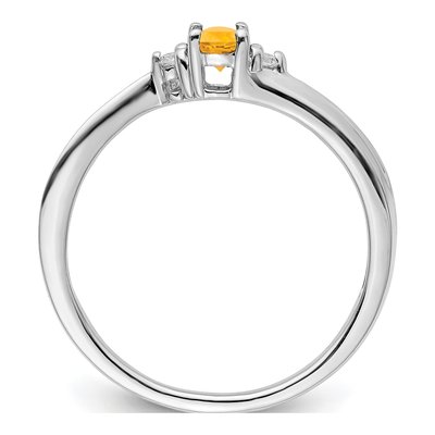 Sterling Silver Citrine & Diamond Birthstone Ring – view 3