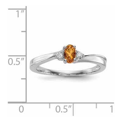 Sterling Silver Citrine & Diamond Birthstone Ring – view 4