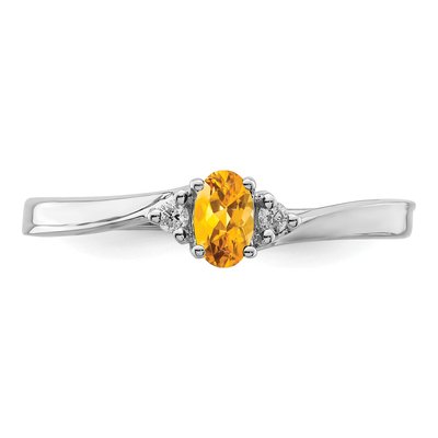 Sterling Silver Citrine & Diamond Birthstone Ring – view 6