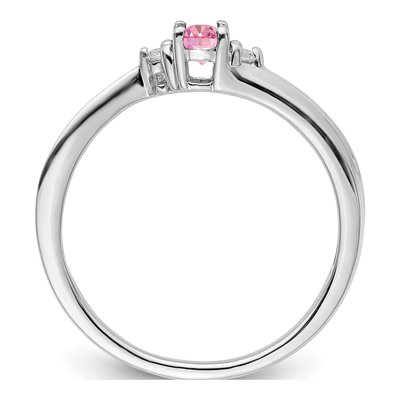 Sterling Silver CZ & Diamond Birthstone Ring – view 3
