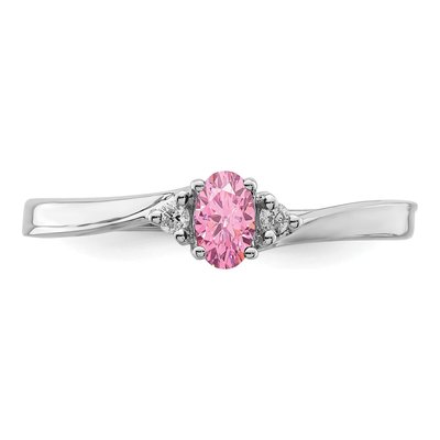 Sterling Silver CZ & Diamond Birthstone Ring – view 6