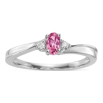 Sterling Silver CZ & Diamond Birthstone Ring