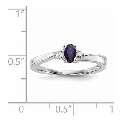 Sterling Silver Sapphire & Diamond Birthstone Ring – view 3