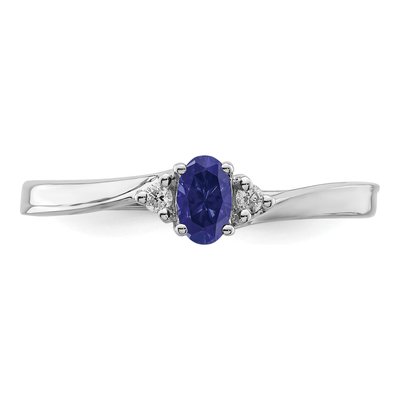 Sterling Silver Sapphire & Diamond Birthstone Ring – view 5