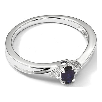 Sterling Silver Sapphire & Diamond Birthstone Ring – view 7