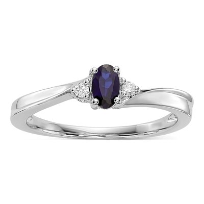 Sterling Silver Sapphire & Diamond Birthstone Ring