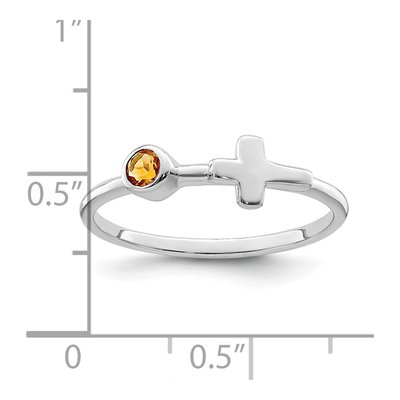 Sterling Silver Citrine Cross Ring – view 3
