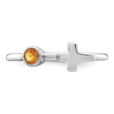 Sterling Silver Citrine Cross Ring – view 5