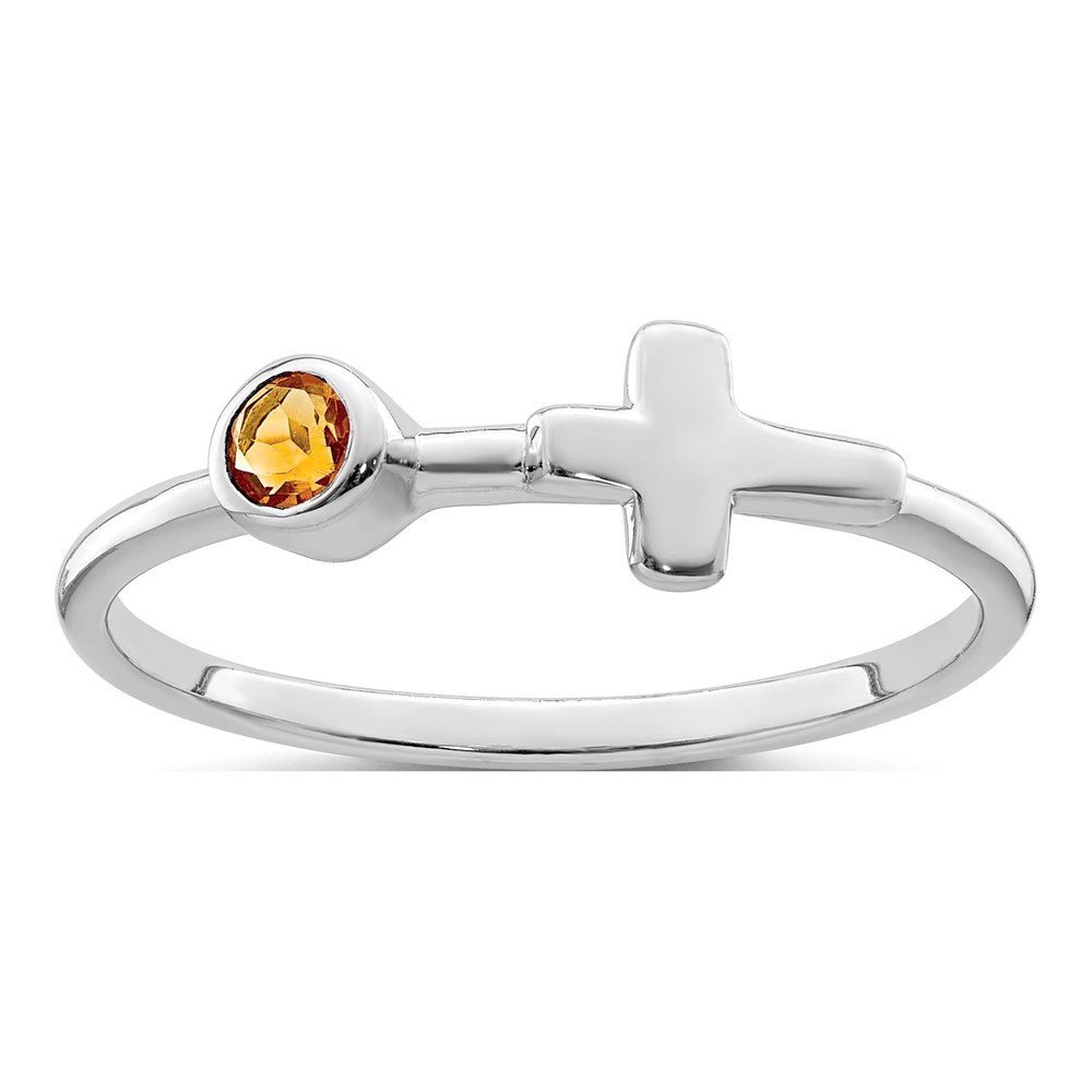 Sterling Silver Citrine Cross Ring