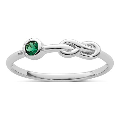 Sterling Silver Lab-Created Emerald Infinity Ring