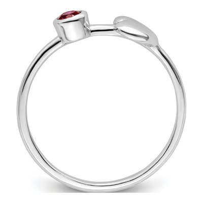 Sterling Silver Lab-Created Ruby Heart July Ring – view 2