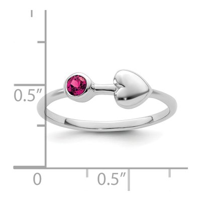Sterling Silver Lab-Created Ruby Heart July Ring – view 3