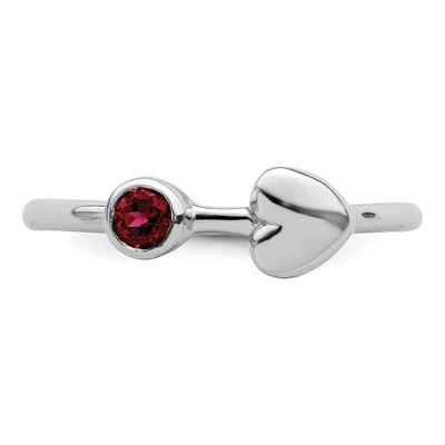 Sterling Silver Lab-Created Ruby Heart July Ring – view 5