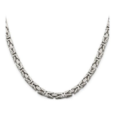 Sterling Silver 5mm 20-Inch Byzantine Chain – view 2