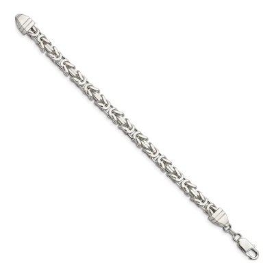 Sterling Silver 6mm Byzantine Chain Bracelet – view 2